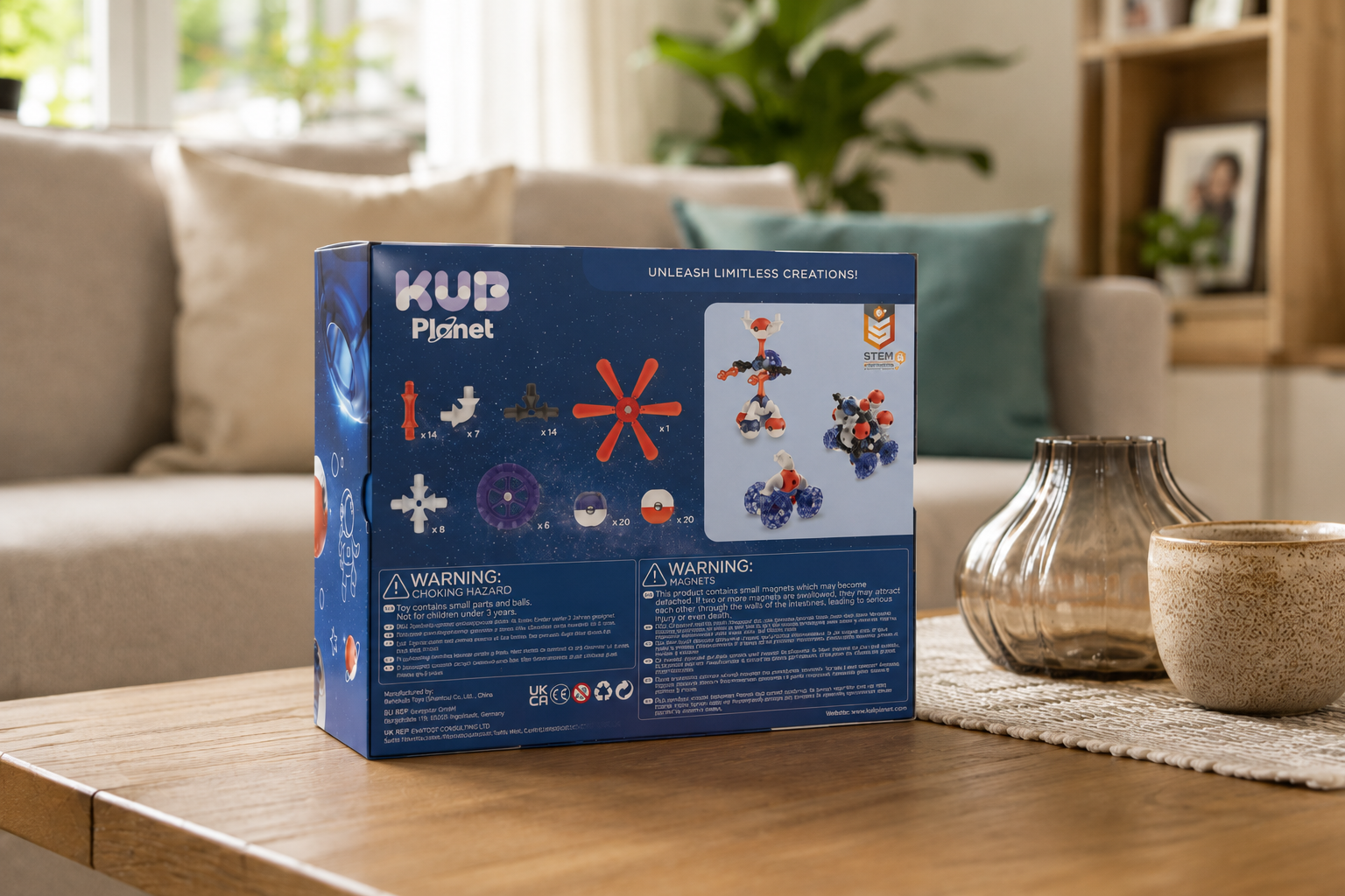 KUB Planet Magnetic Building Blocks for Kids, STEM Educational Toys for Boys and Girls Ages 3+, Space Planet Set (90 Pieces) - Interstellar Navy