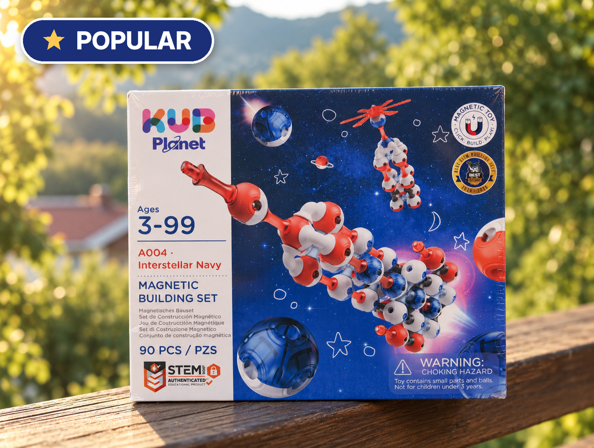 KUB Planet Magnetic Building Blocks for Kids, STEM Educational Toys for Boys and Girls Ages 3+, Space Planet Set (90 Pieces) - Interstellar Navy - Popular