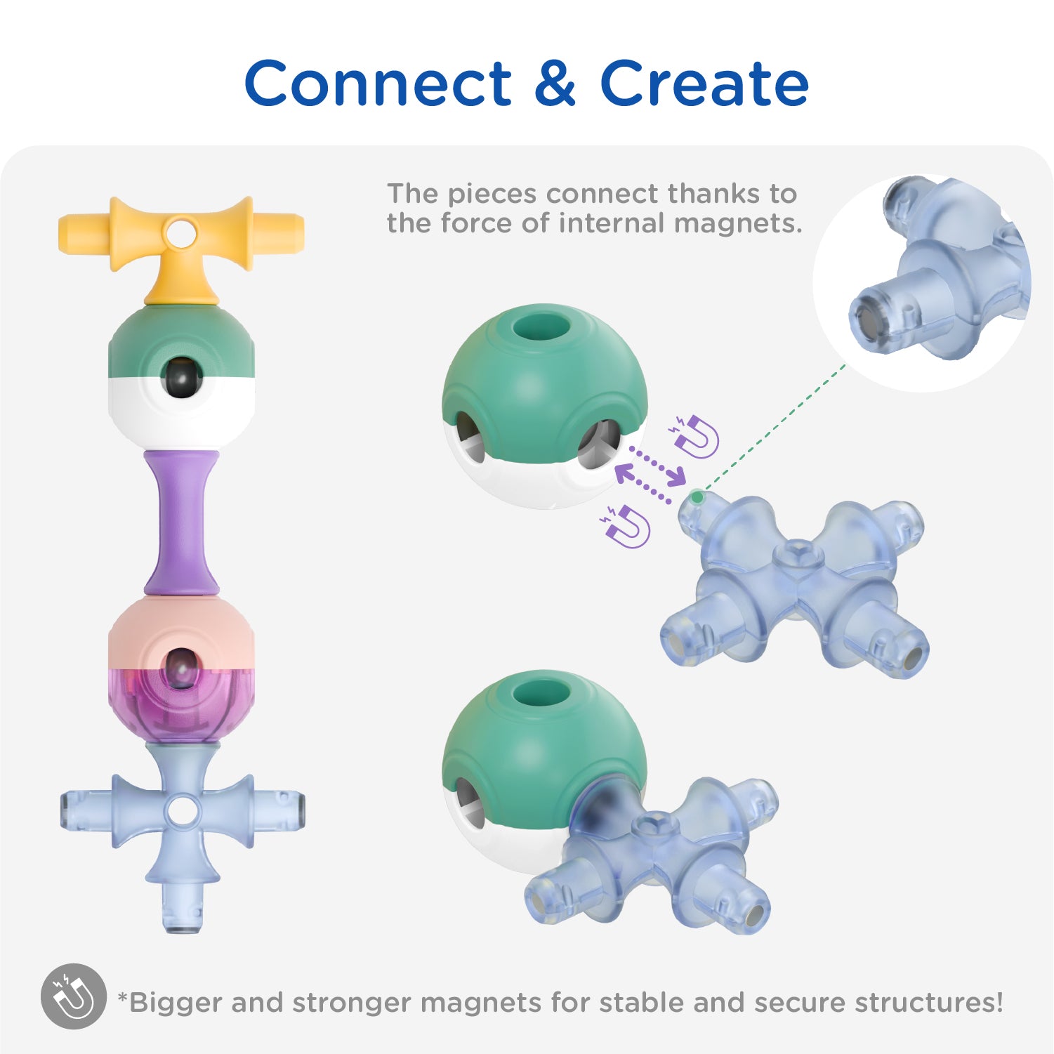 KUB Planet Magnetic Building Blocks for Kids, STEM Educational Toys for Boys and Girls Ages 3+, Space Planet Set (55 Pieces) - Cosmic Soft