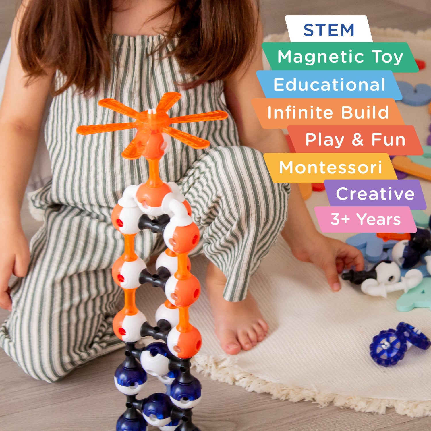 KUB Planet Magnetic Building Blocks for Kids, STEM Educational Toys for Boys and Girls Ages 3+, Space Planet Set (90 Pieces) - Interstellar Navy