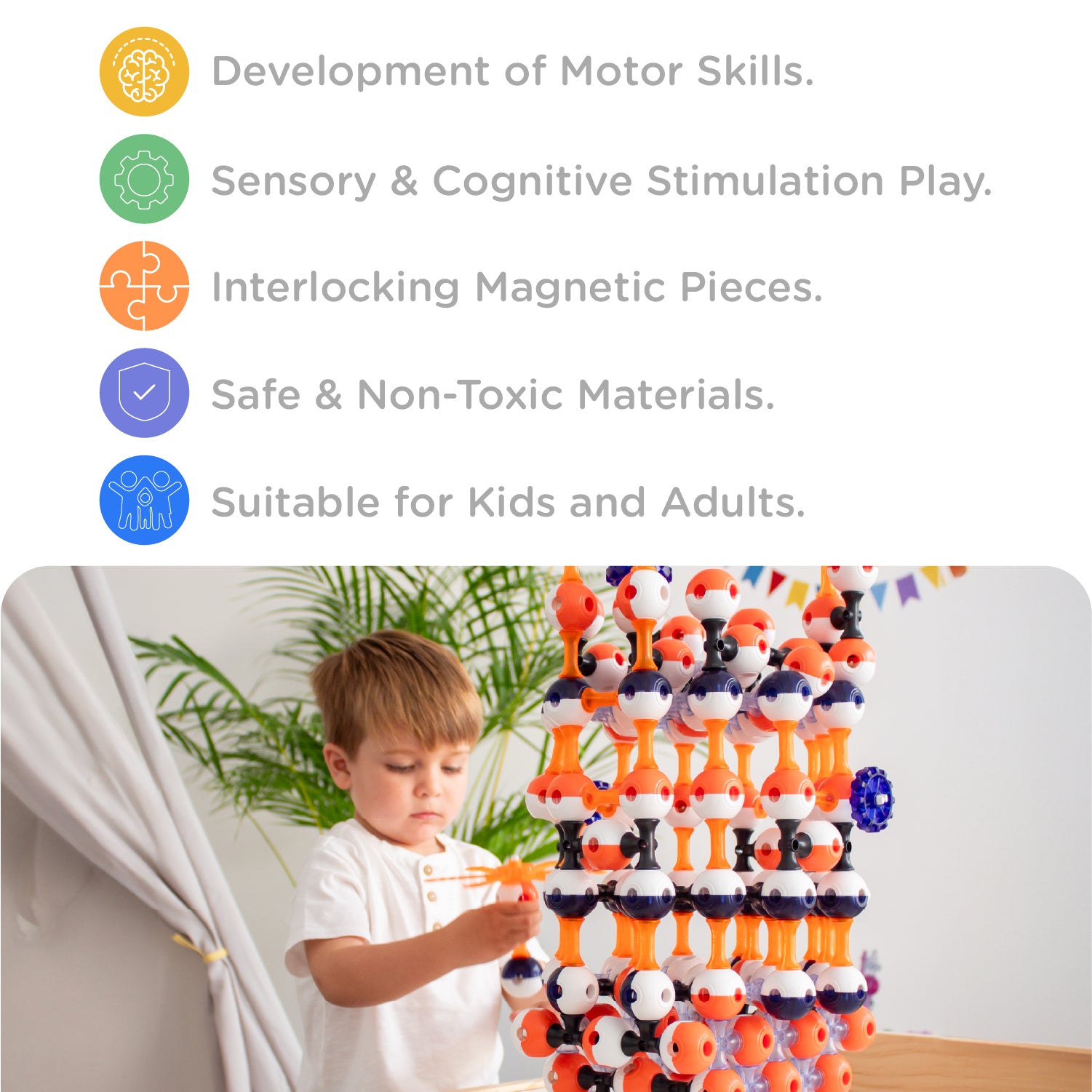 KUB Planet Magnetic Building Blocks for Kids, STEM Educational Toys for Boys and Girls Ages 3+, Space Planet Set (90 Pieces) - Interstellar Navy