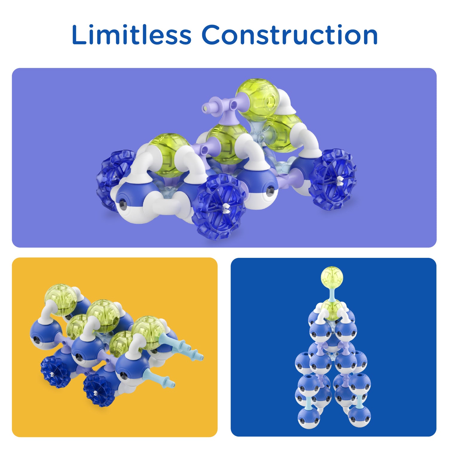 KUB Planet Magnetic Building Blocks for Kids, STEM Educational Toys for Boys and Girls Ages 3+, Space Planet Set (100 Pieces) - Astral Neon