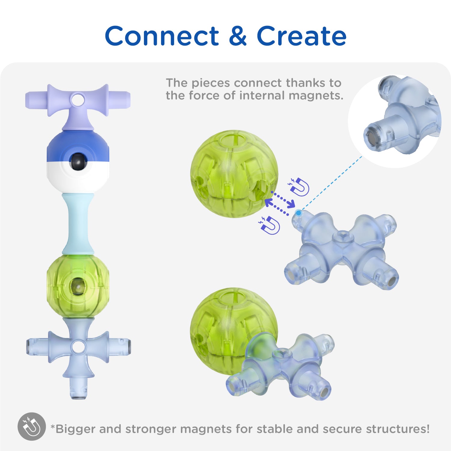 KUB Planet Magnetic Building Blocks for Kids, STEM Educational Toys for Boys and Girls Ages 3+, Space Planet Set (100 Pieces) - Astral Neon