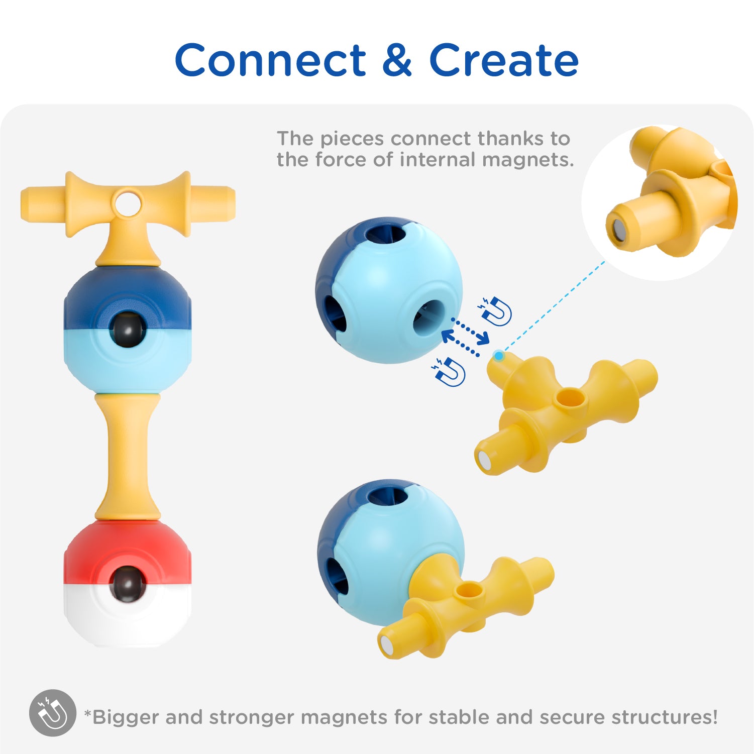 KUB Planet Magnetic Building Blocks for Kids, STEM Educational Toys for Boys and Girls Ages 3+, Space Planet Set (30 Pieces) - Primary Universe