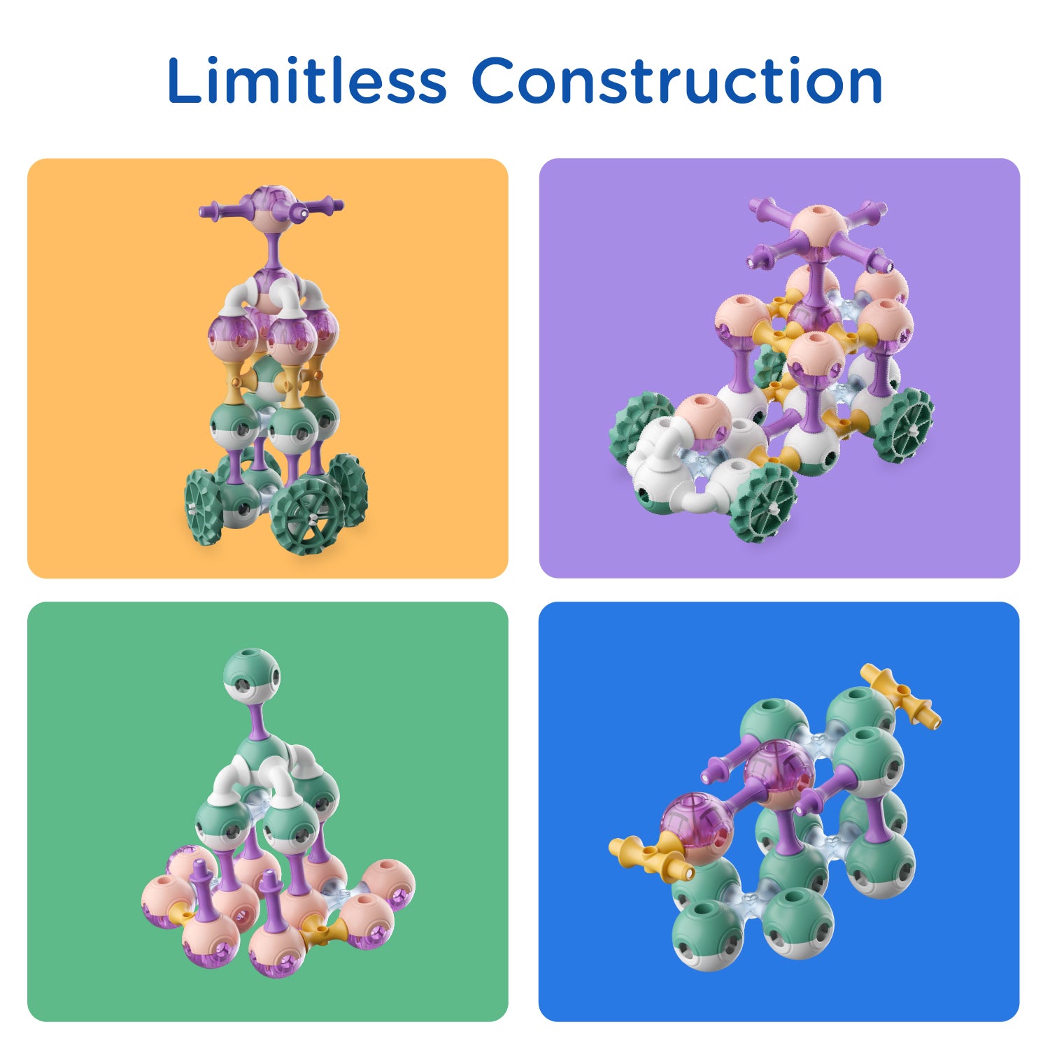 KUB Planet Magnetic Building Blocks for Kids, STEM Educational Toys for Boys and Girls Ages 3+, Space Planet Set (55 Pieces) - Cosmic Soft