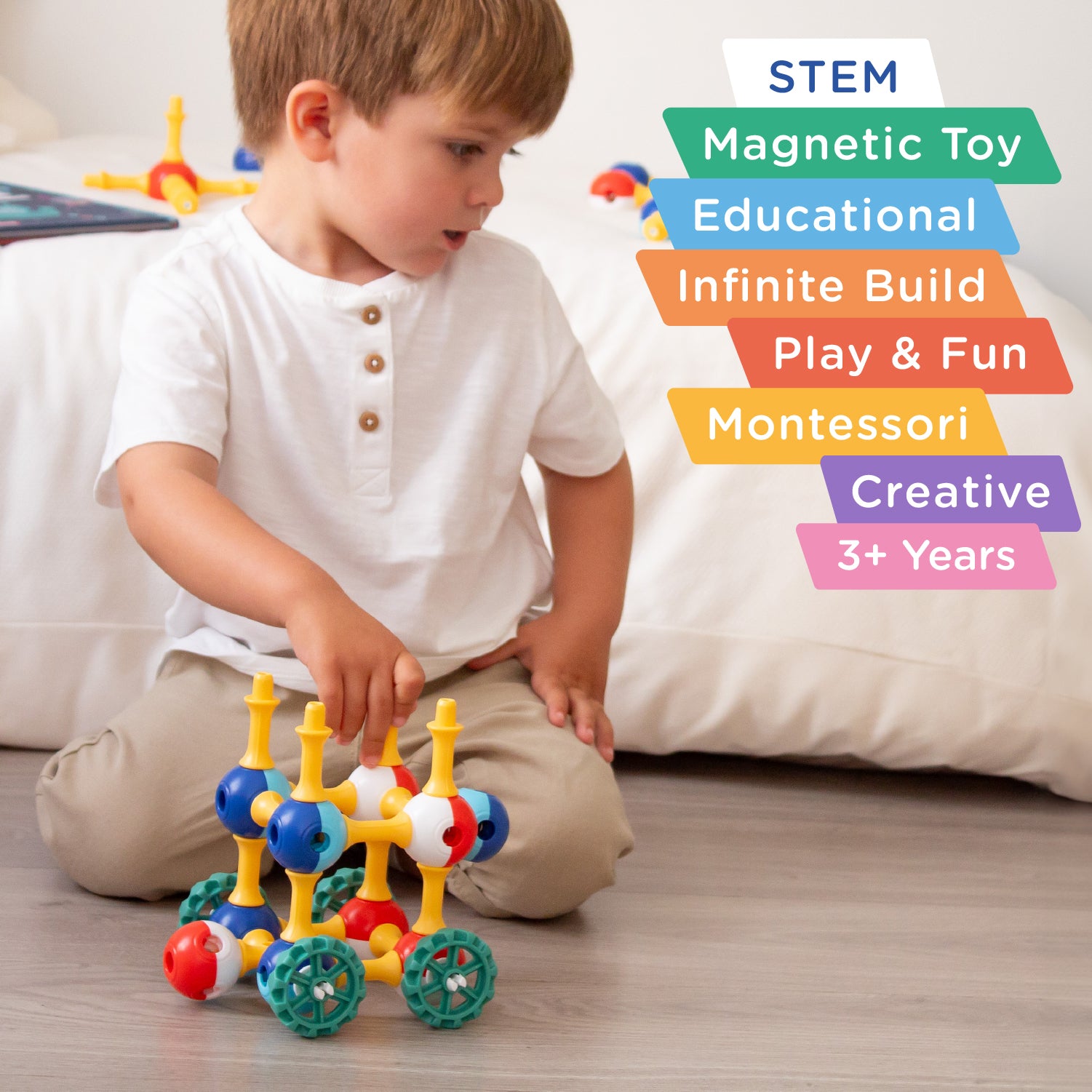 KUB Planet Magnetic Building Blocks for Kids, STEM Educational Toys for Boys and Girls Ages 3+, Space Planet Set (30 Pieces) - Primary Universe