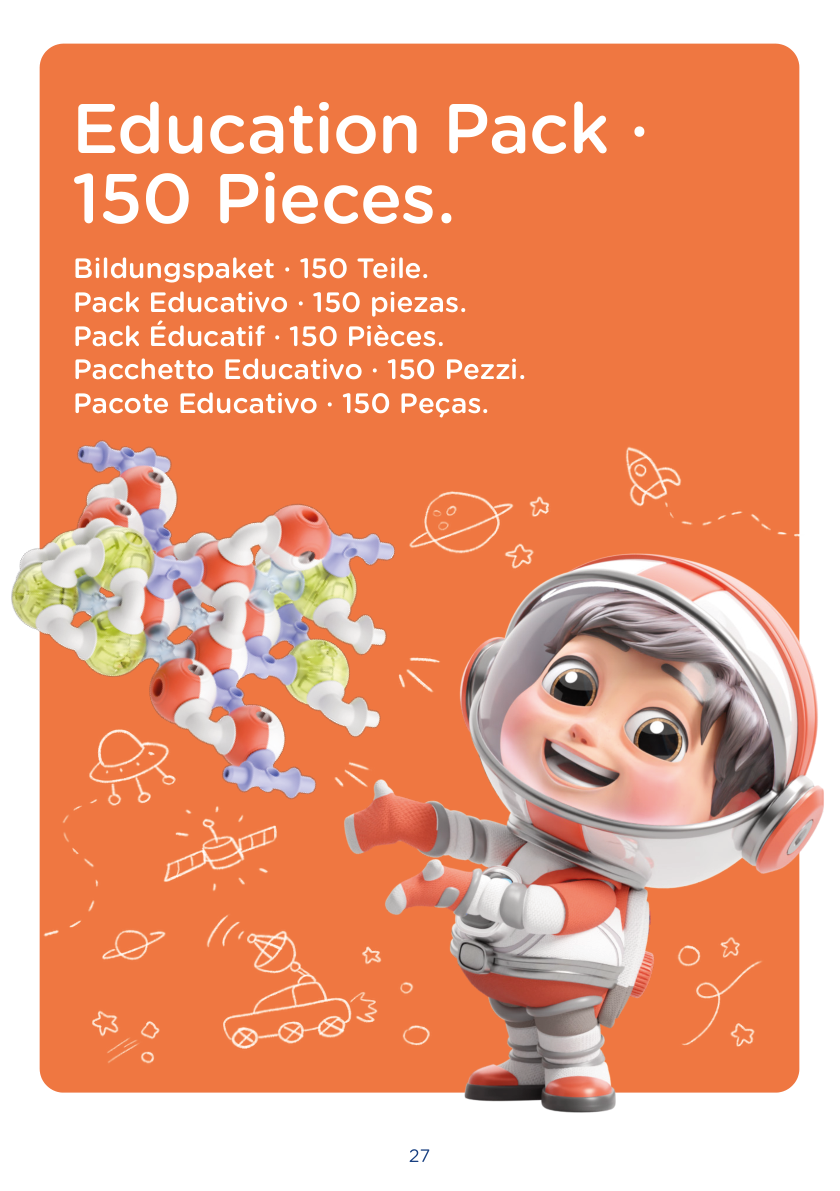 KUB Planet Magnetic Building Blocks for Kids, STEM Educational Toys for Boys and Girls Ages 3+, Education Pack (150 Pieces) - ED002